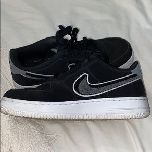 Nike Air Force 1 Low 3D Chenille Swoosh Black Grey